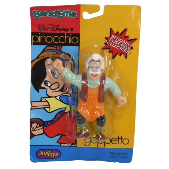 Vintage Bend Ems Disney Pinocchio GEPPETTO 5" figure JUST TOYS NEW, PACKAGE DMG - Picture 1 of 2
